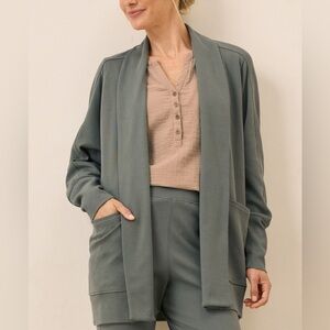 Pact Airplane Cardigan Organic Sustainable Cotton with Pockets Green Size M L